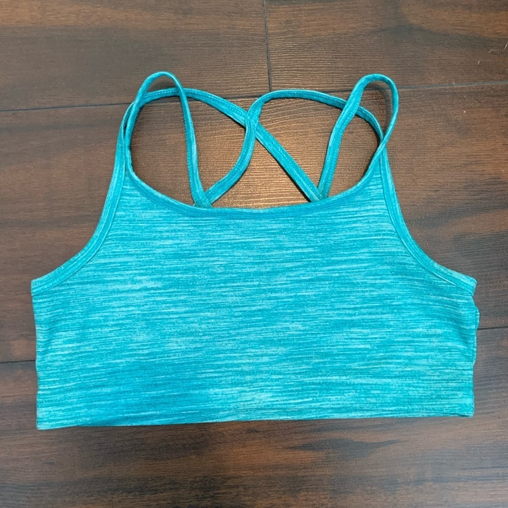 GapFit Kids Heathered Turquoise Strappy Sports Bra